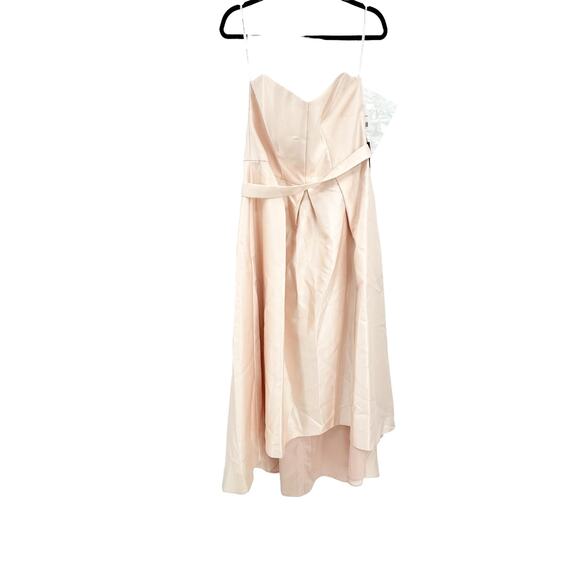 Alfred Sung D699S Strapless Pleated High/Low Sateen Twill Gown Blush Size 16 NWT - Picture 6 of 12